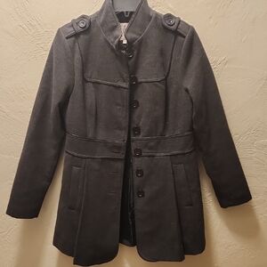 Wallflower Charcoal Button-Up Trench Coat